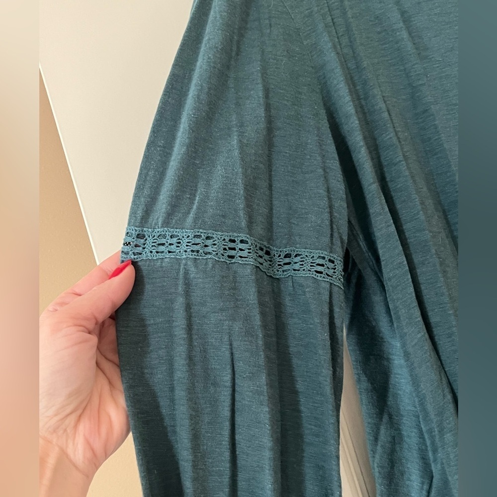 Lucky Brand Teal Long Sleeve Boho Blouse Women’s Size Small - Picture 2 of 12